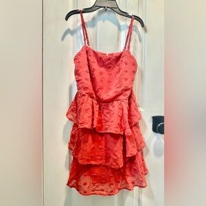 Cute Trixxi Coral Red Tiered Spaghetti Strap Dress